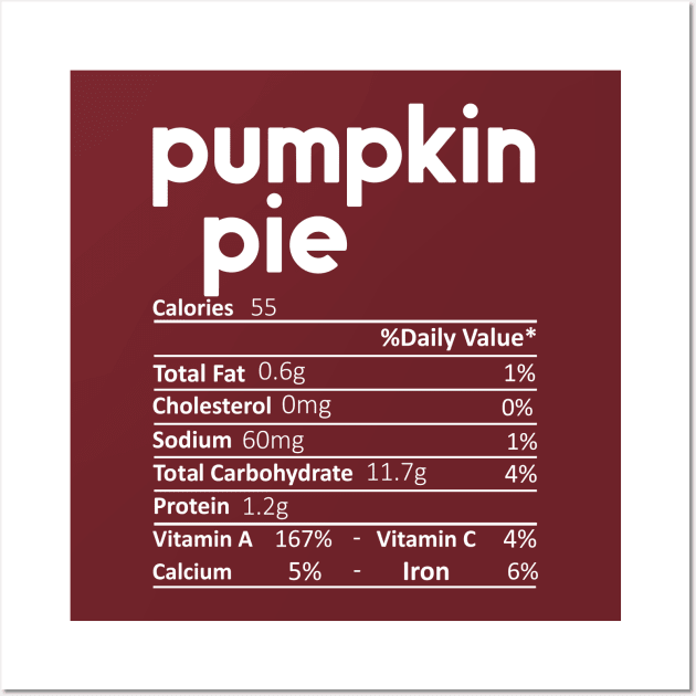 Pumpkin Pie Nutrition Facts Funny Thanksgiving Christmas Wall Art by DragonTees